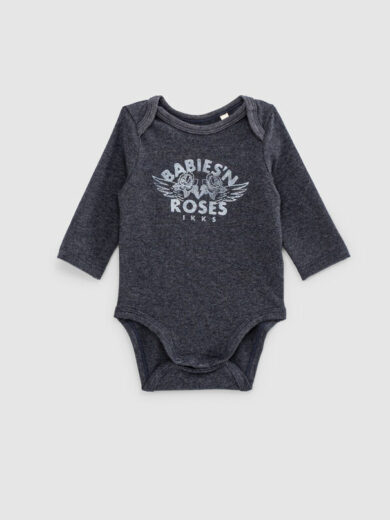 Body gris chiné visuel roses bébé - IKKS