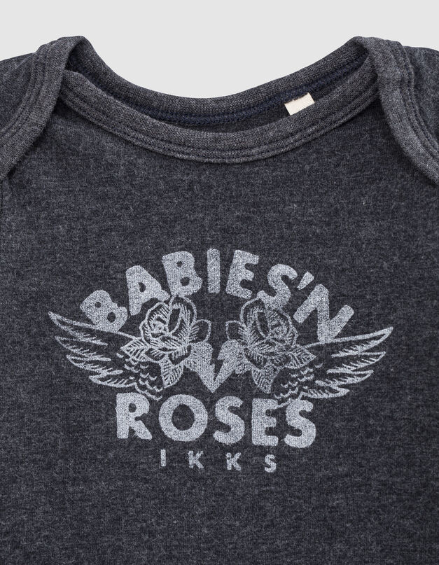 Body gris chiné visuel roses bébé - IKKS