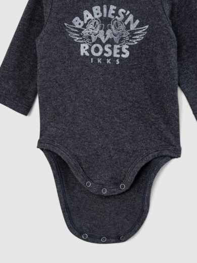 Body gris chiné visuel roses bébé - IKKS
