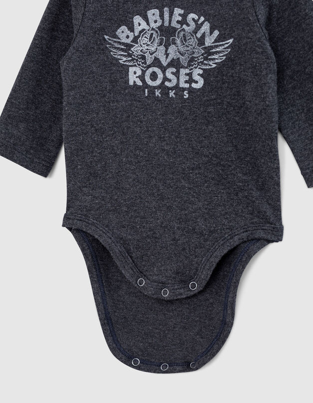 Body gris chiné visuel roses bébé - IKKS