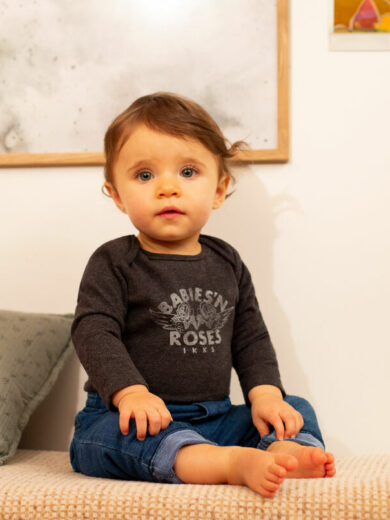 Body gris chiné visuel roses bébé - IKKS