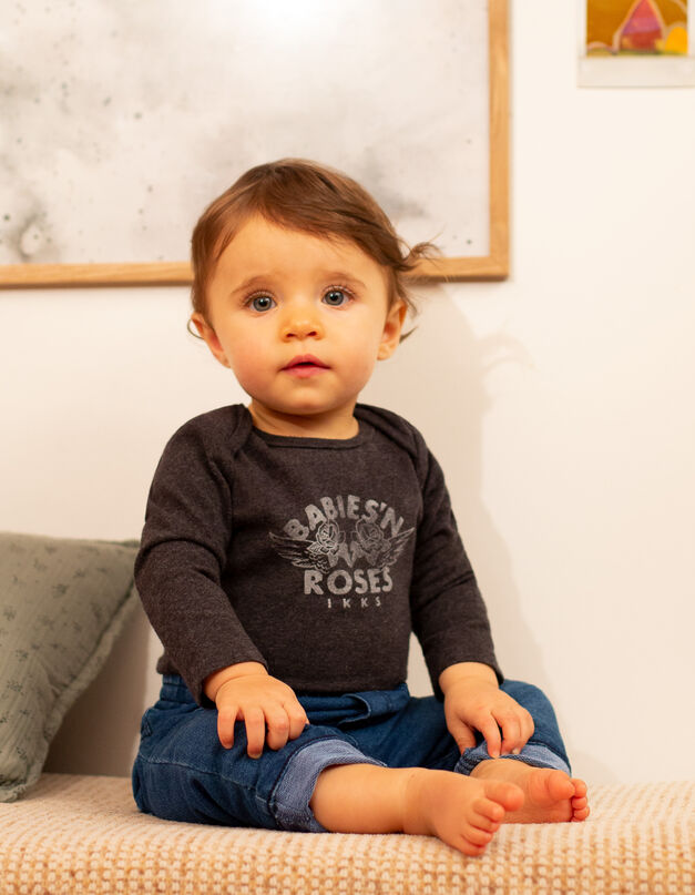 Body gris chiné visuel roses bébé - IKKS