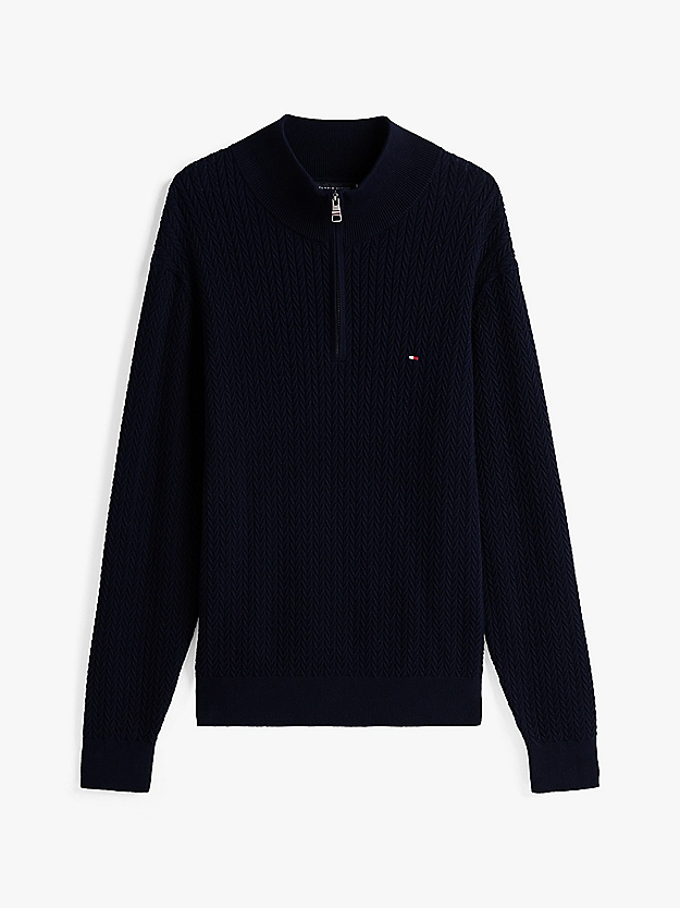 Pull tissage chevron à demi-zip - TOMMY HILFIGER