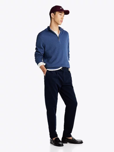 Pull tissage chevron à demi-zip - TOMMY HILFIGER