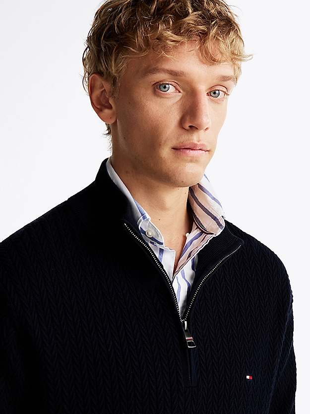 Pull tissage chevron à demi-zip - TOMMY HILFIGER