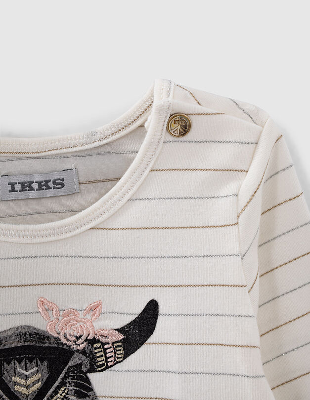 Tee-shirt blanc cassé visuel crâne de vache bébé fille - IKKS