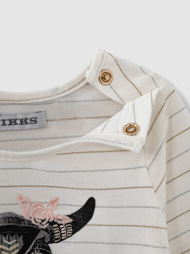 Tee-shirt blanc cassé visuel crâne de vache bébé fille - IKKS