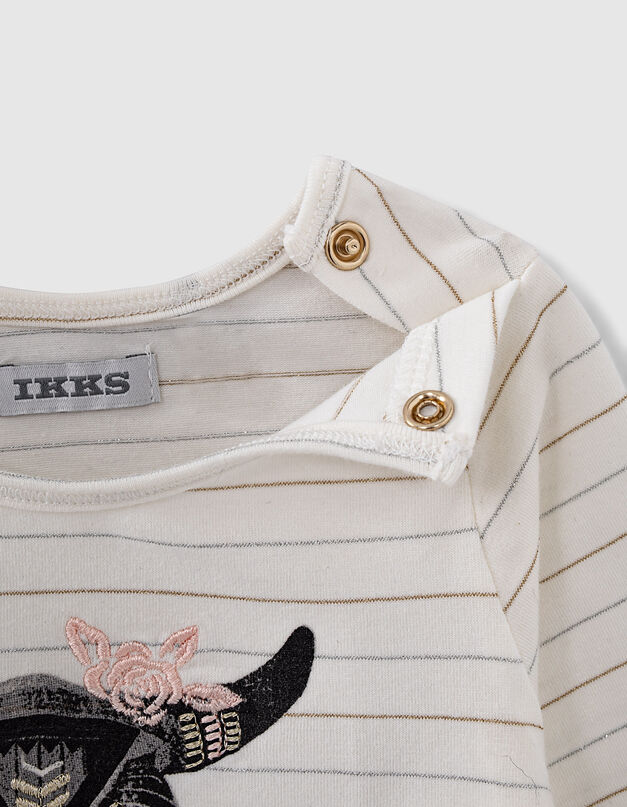 Tee-shirt blanc cassé visuel crâne de vache bébé fille - IKKS