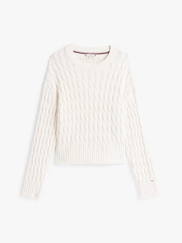Pull en maille torsadée à col ras-du-cou - TOMMY HILFIGER