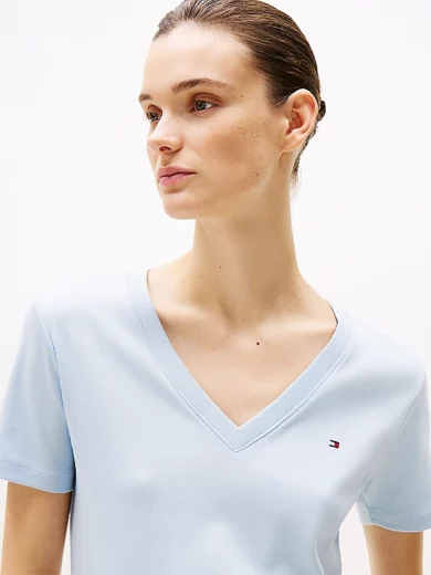 T-shirt ajusté à col en V - TOMMY HILFIGER