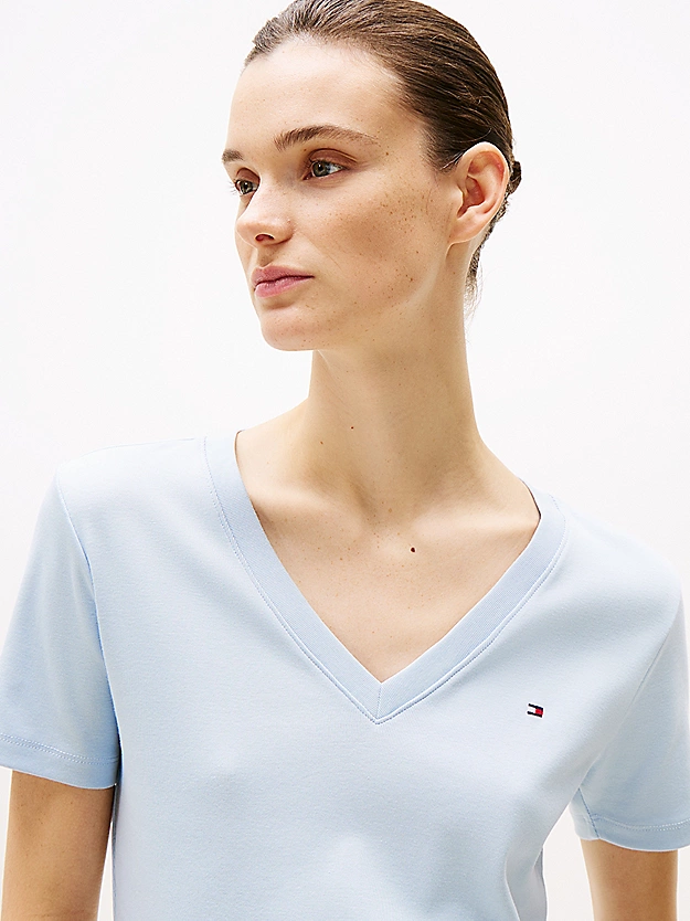 T-shirt ajusté à col en V - TOMMY HILFIGER