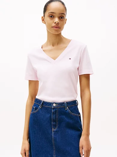 T-shirt ajusté à col en V - TOMMY HILFIGER
