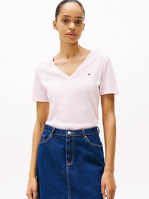 T-shirt ajusté à col en V - TOMMY HILFIGER