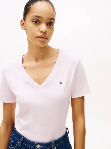 T-shirt ajusté à col en V - TOMMY HILFIGER