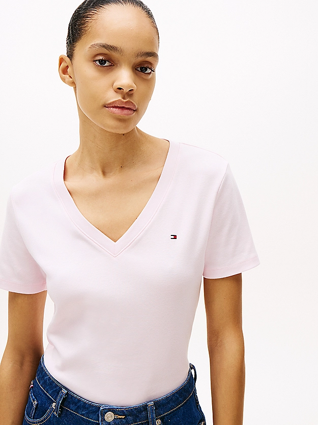 T-shirt ajusté à col en V - TOMMY HILFIGER