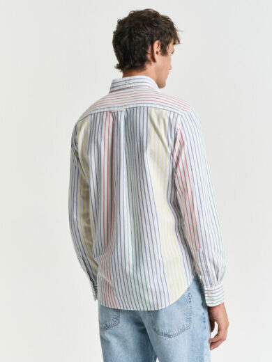 Chemise regular fit en coton Oxford à rayures multicolores - GANT