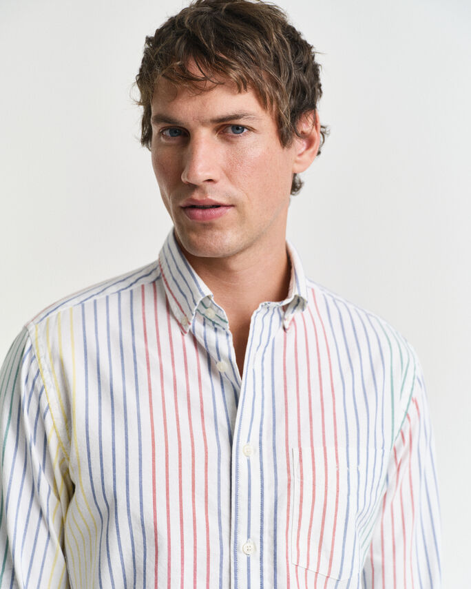 Chemise regular fit en coton Oxford à rayures multicolores - GANT