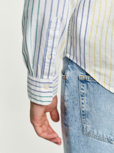 Chemise regular fit en coton Oxford à rayures multicolores - GANT