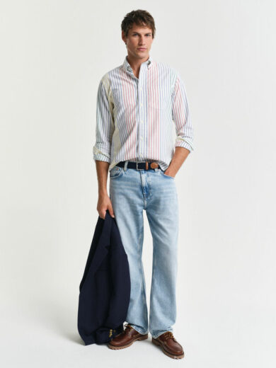 Chemise regular fit en coton Oxford à rayures multicolores - GANT