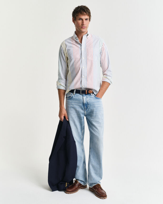 Chemise regular fit en coton Oxford à rayures multicolores - GANT