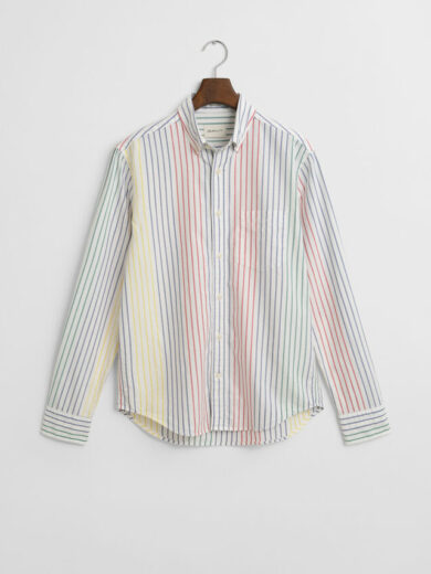 Chemise regular fit en coton Oxford à rayures multicolores - GANT