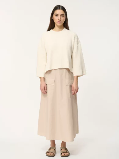 Jupe midi beige en popeline de coton - HUMILITY