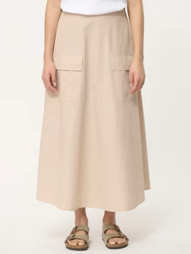Jupe midi beige en popeline de coton - HUMILITY