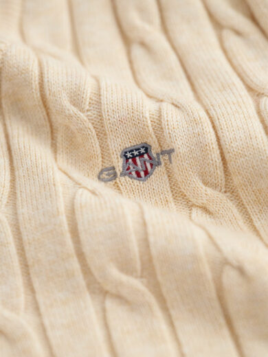 Pull col V en maille de coton stretch à torsades - TOMMY HILFIGER