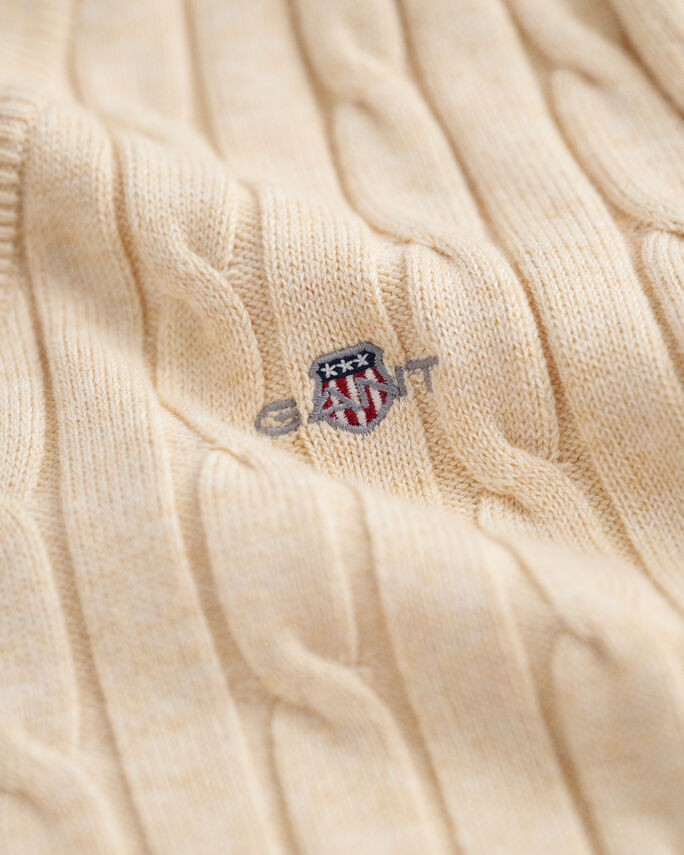 Pull col V en maille de coton stretch à torsades - TOMMY HILFIGER