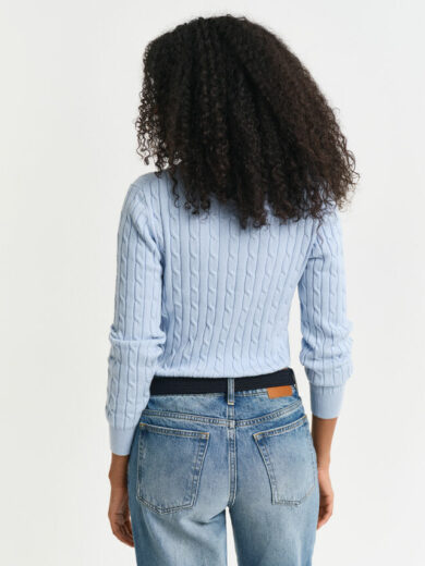 Pull col V en maille de coton stretch à torsades - TOMMY HILFIGER
