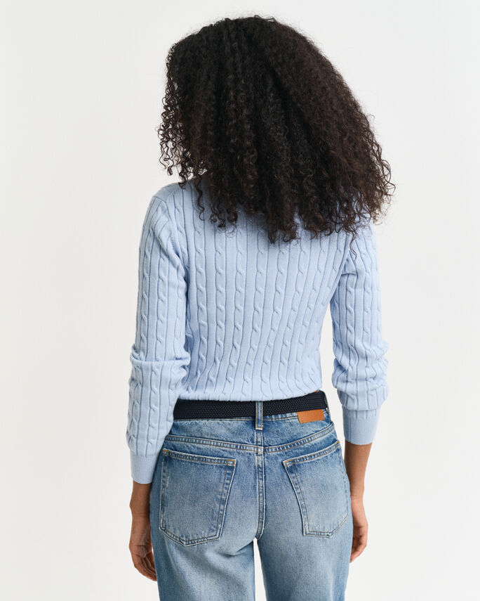 Pull col V en maille de coton stretch à torsades - TOMMY HILFIGER