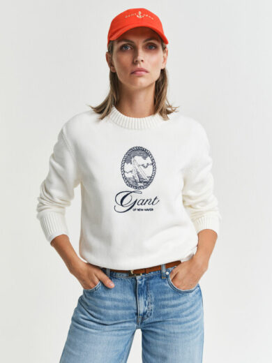 Pull col rond en coton Graphic - GANT
