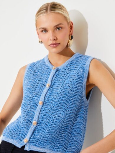 Gilet fantaisie sans manches bleu jeans sans manche - SUNCOO