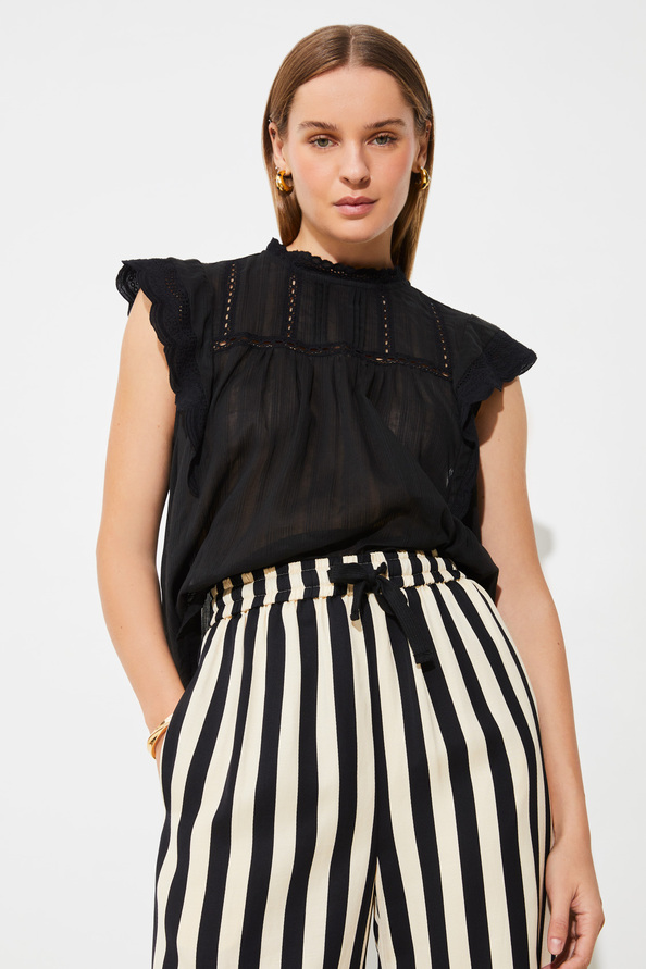 Pantalon large fluide à rayures - SUNCOO