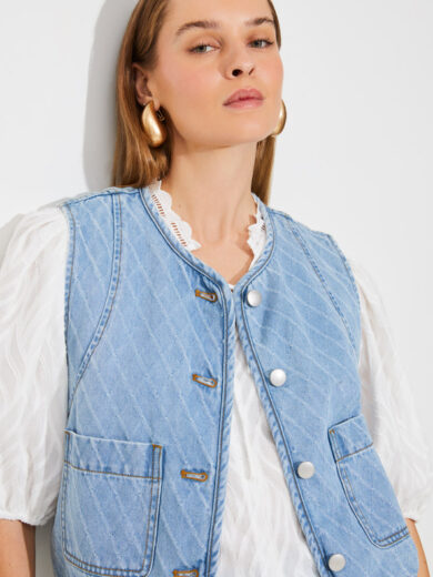 Veste courte en denim jacquard - SUNCOO