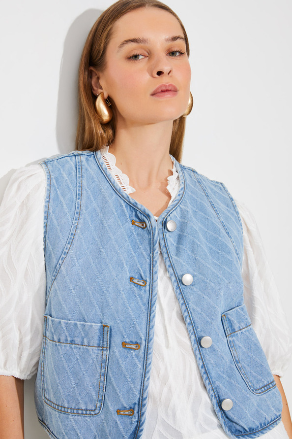 Veste courte en denim jacquard - SUNCOO