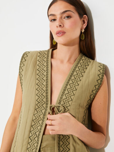 Veste sans manches détails brodés - SUNCOO