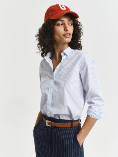 Chemise coupe regular en popeline à rayures