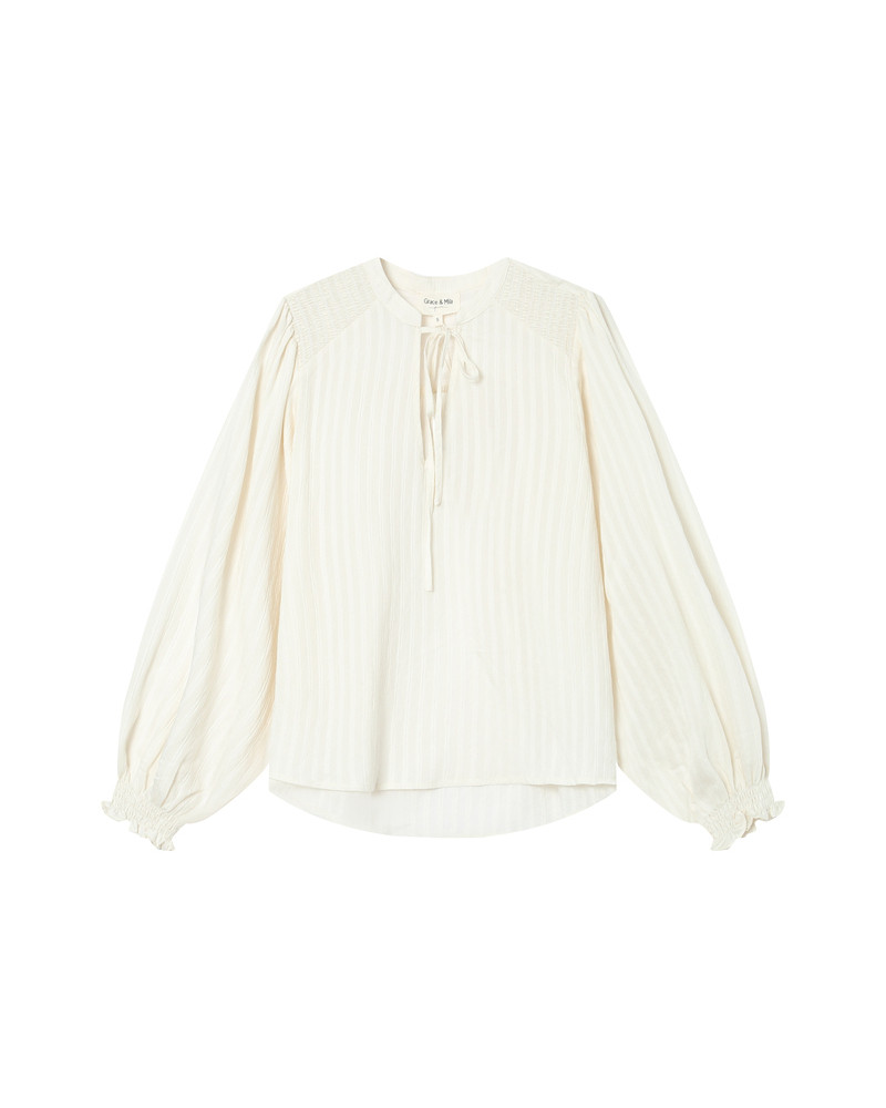 Blouse manches longues avec encolure à nouer - Grace&Mila