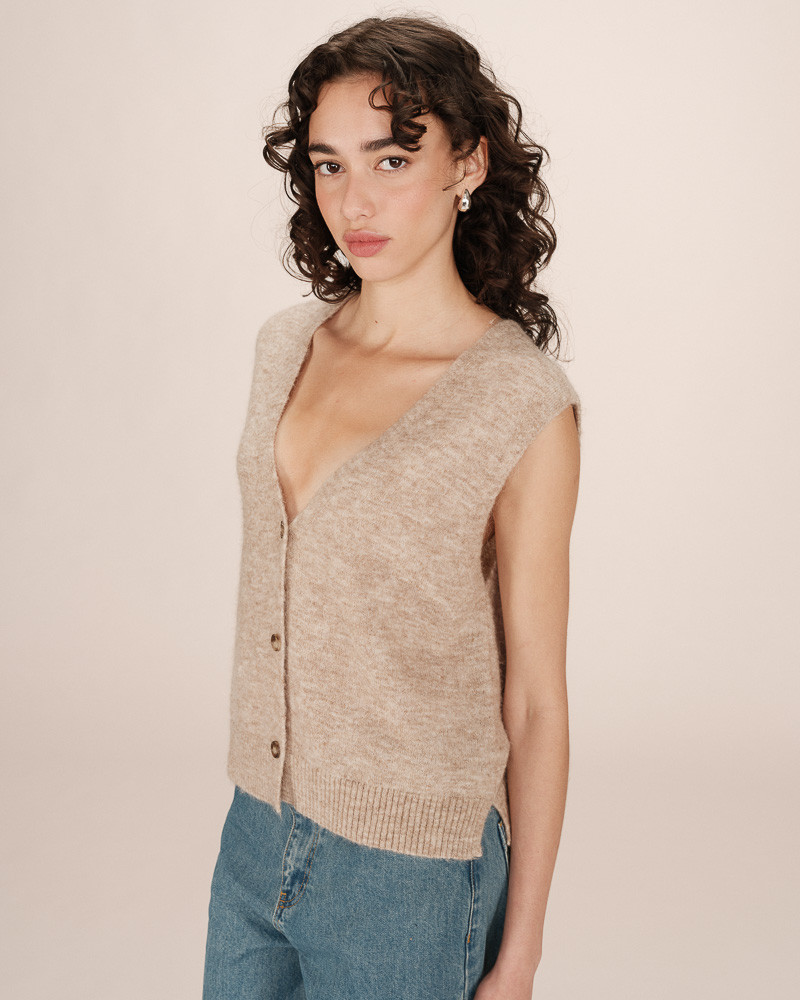 Cardigan sans manches en laine et mohair SANTA - Grace&Mila