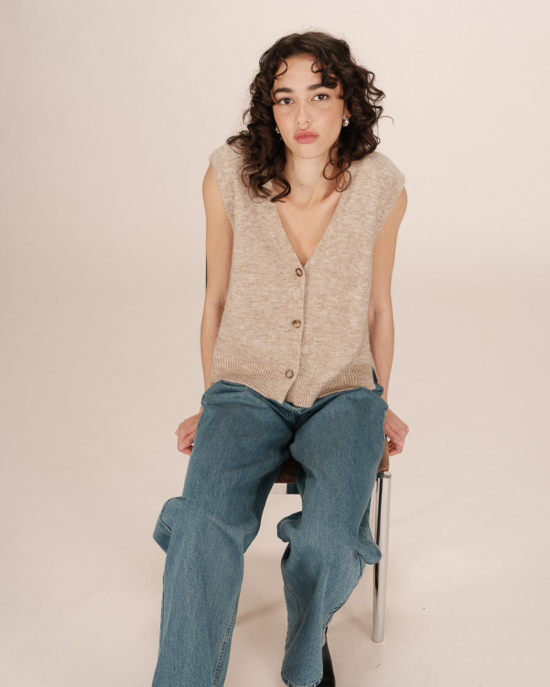 Cardigan sans manches en laine et mohair SANTA - Grace&Mila