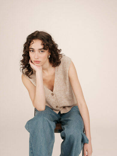Cardigan sans manches en laine et mohair SANTA - Grace&Mila
