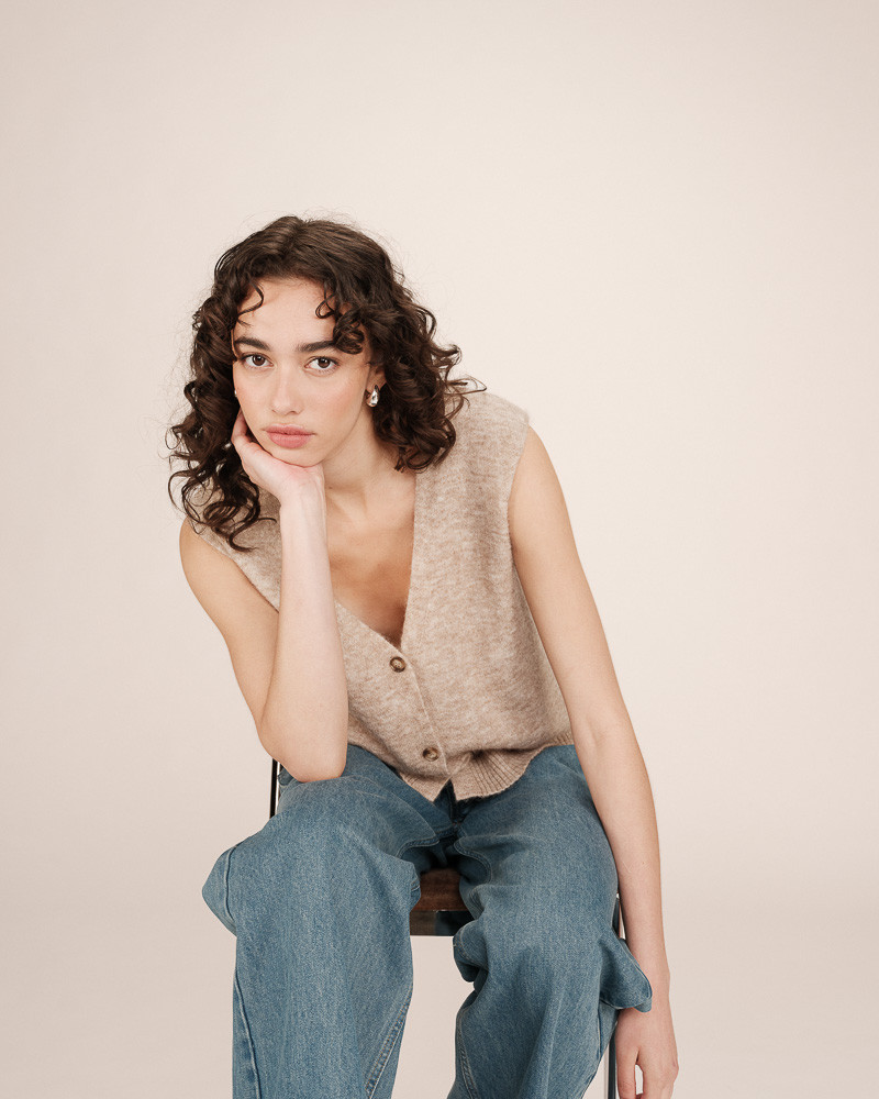 Cardigan sans manches en laine et mohair SANTA - Grace&Mila