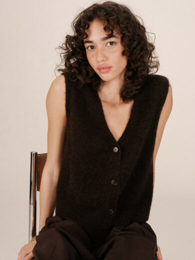 Cardigan sans manches en laine et mohair SANTA - Grace&Mila