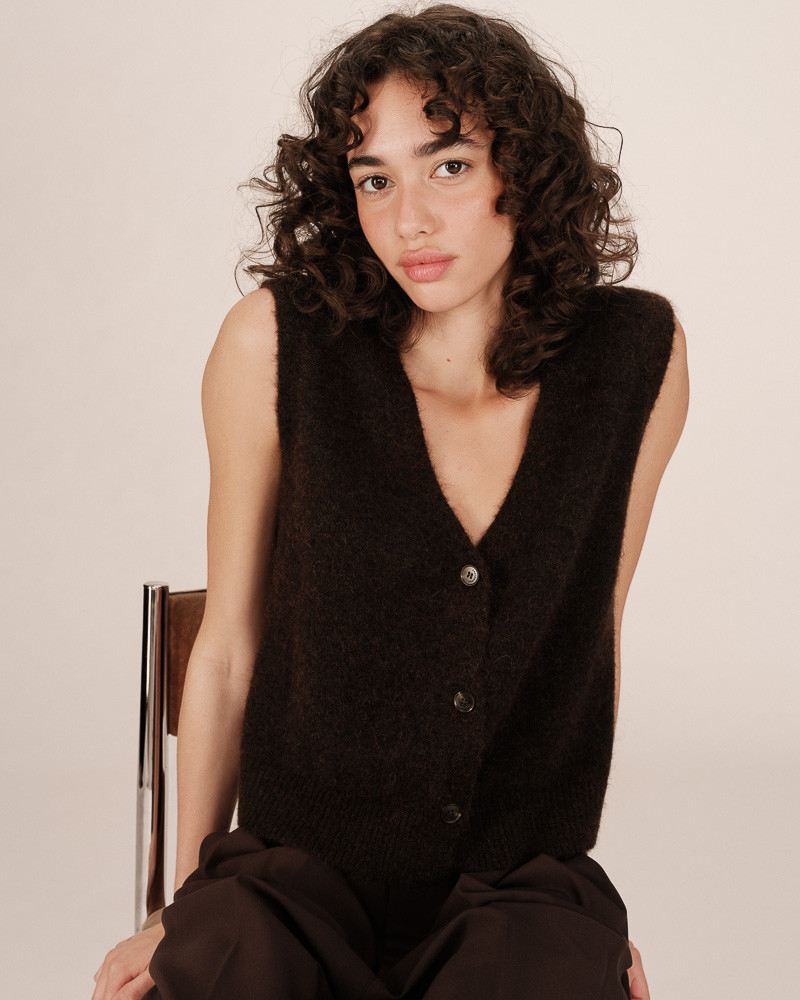Cardigan sans manches en laine et mohair SANTA - Grace&Mila