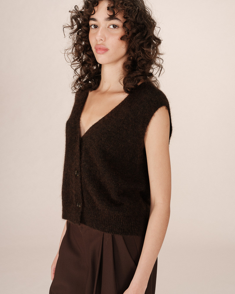 Cardigan sans manches en laine et mohair SANTA - Grace&Mila