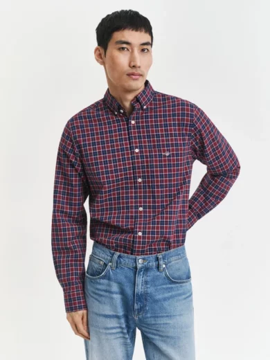 Chemise coupe regular classique en popeline à carreaux - GANT