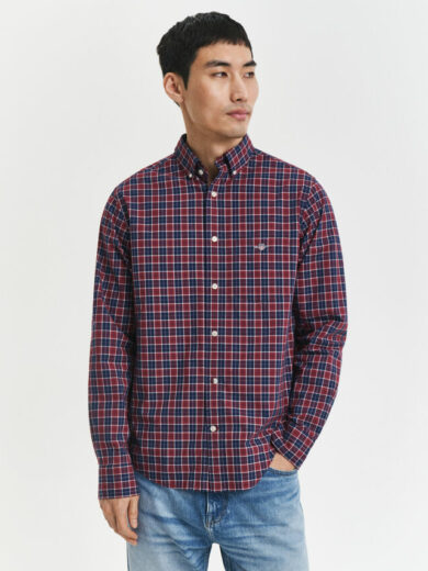 Chemise coupe regular classique en popeline à carreaux - GANT
