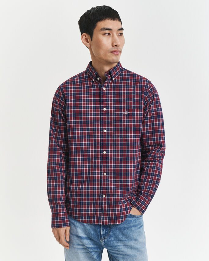 Chemise coupe regular classique en popeline à carreaux - GANT