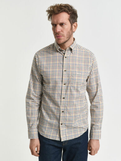 Chemise coupe regular en sergé à carreaux - GANT